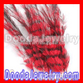Thin Striped Red And Black Dyed Bird Feather Hair Extensions For Sale 